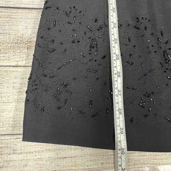 Vintage Emanuel Ungaro Black Sheath Square Neck Bead Black Dress Size 6 - Picture 11 of 11